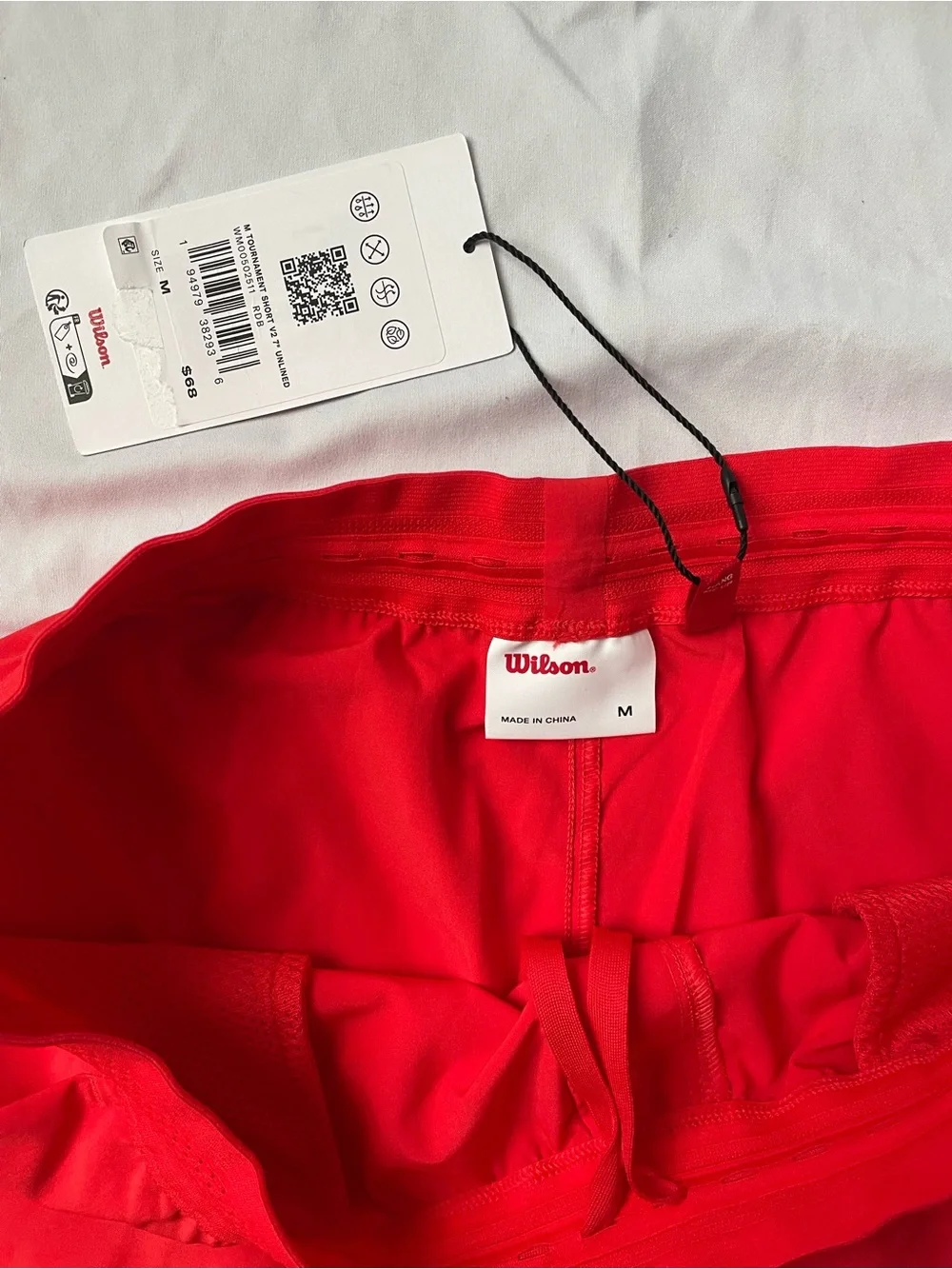 Wilson Men’s Brand New Bright Red Athletic Tennis Shorts with W Logo